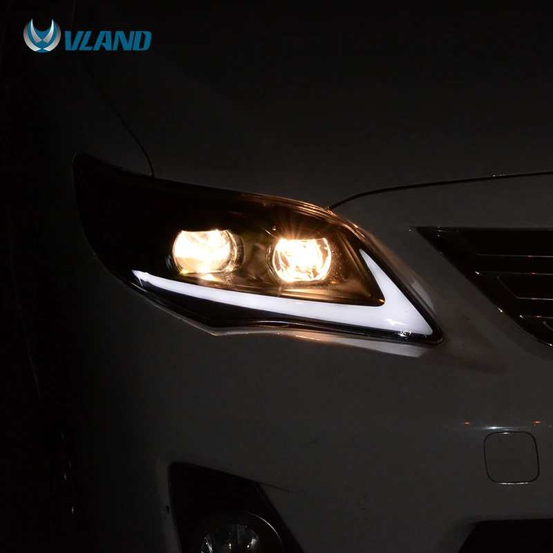 VLAND Factory Full LED Headlights With Sequential Turn Signal Headlamp 2011 2012 2013 Head Light For Toyota corolla Headlight