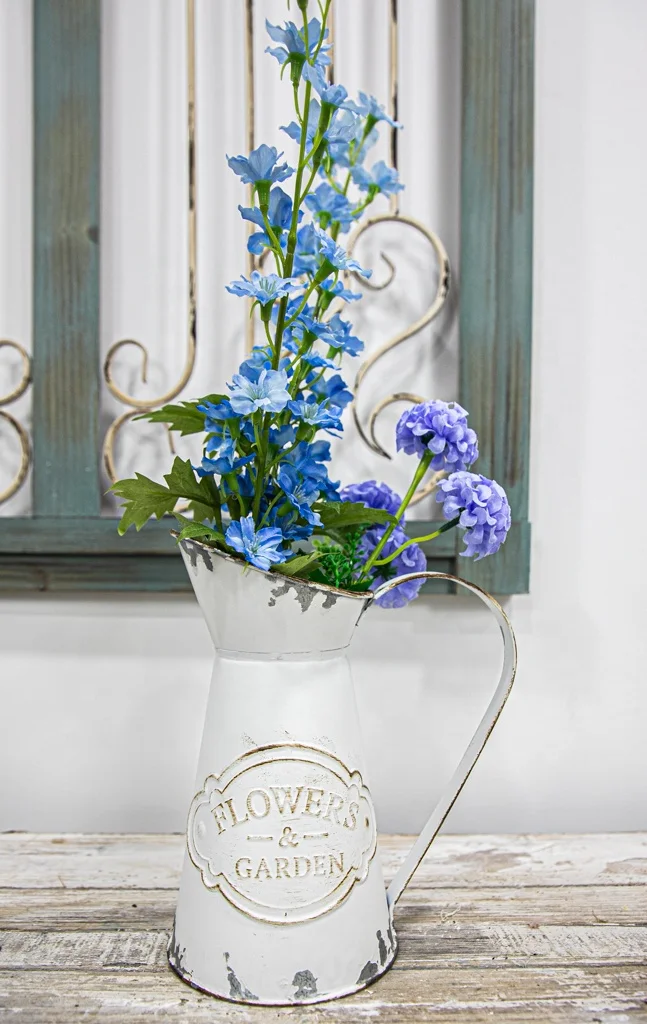 2022 Metal Flower Vase Galvanized Pitcher Rustic Jug Farmhouse Planter Pot For Country