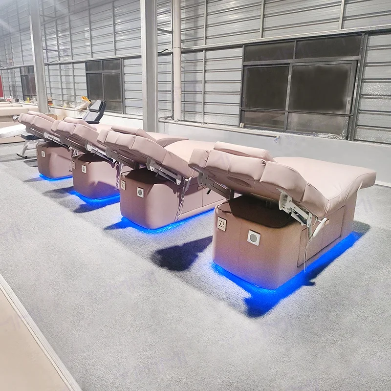 Salon Furniture 2 Motors Spa Table Electric Heating Function Electric Spa Stretcher Base With Light Electric Massage Table Bed