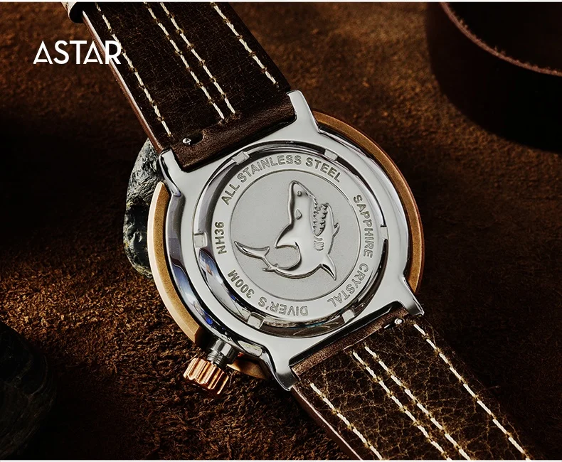 1pcs custom logo luxury 30atm cusn8 bronze diving diver japan nh36 mechanical automatic watch case man with bronze buckles