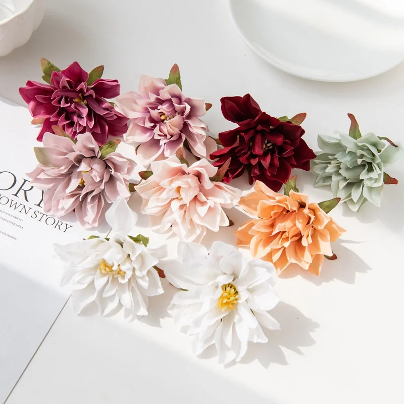 Cheap Artificial Flower Wall Background Silk Flower Heads Artificial Dahlia Flower for Wedding Decoration