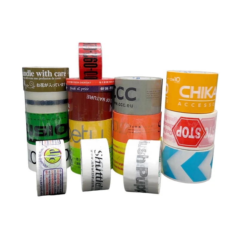 fragile printed opp branded fashion cello logo shipping box packaging packing custom tape