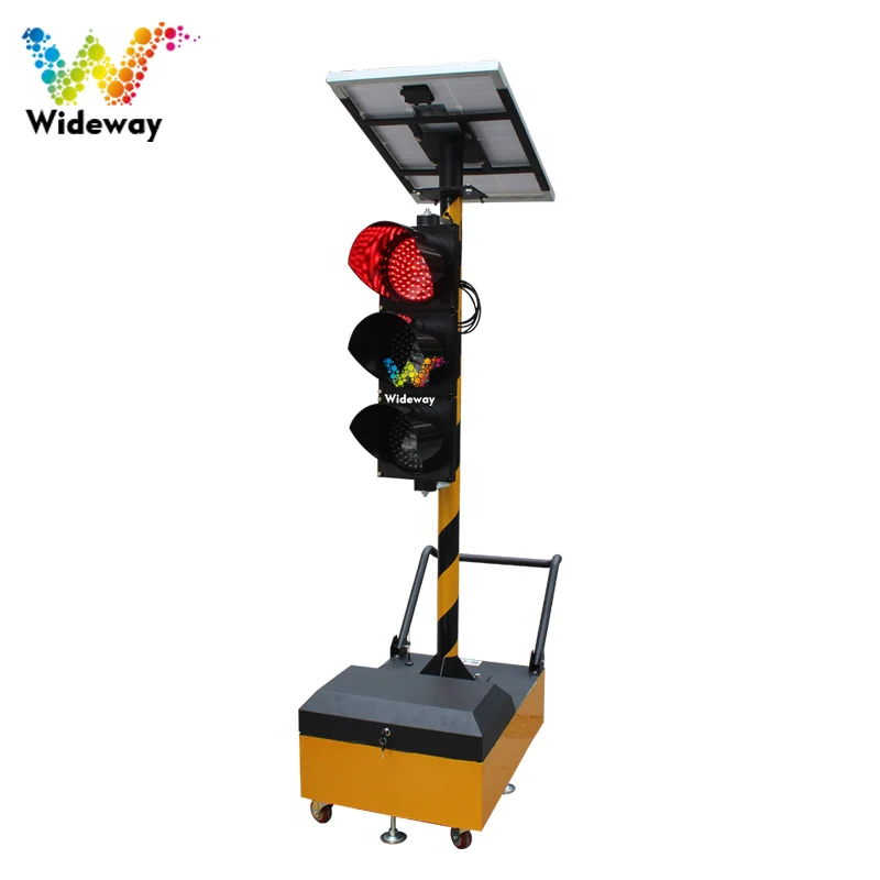 Single-sided solar mobile traffic light, temporary traffic light, temporary mobile traffic light for road construction