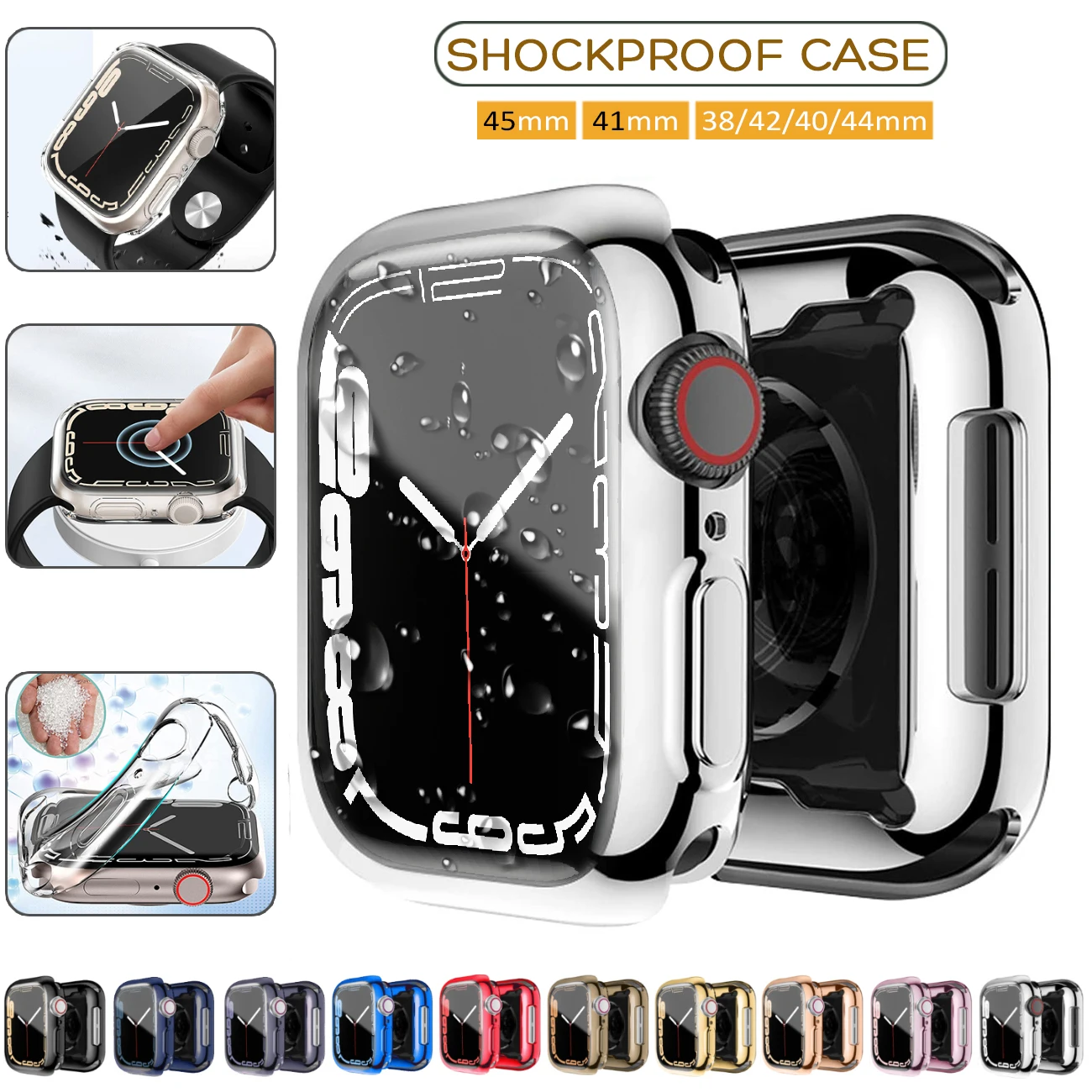 Чехол для Apple Watch 3 2 1 38 мм 42 360 полностью мягкий прозрачный защитный чехол из ТПУ iWatch 4/5/6/SE/7 44 40
