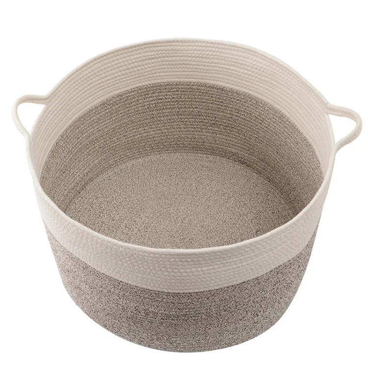 
Manufacturer Custom Wholesale Eco Friendly Foldable Cotton Rope Storage Fabric Laundry Basket 