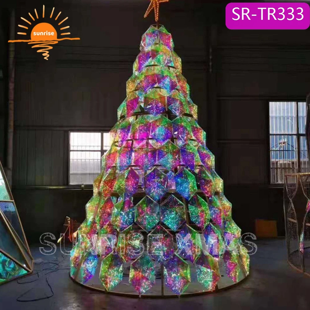 Frame Artificial Giant Christmas Tree Ornament Decoration 6meter Metal Sunrise Steel Frame and LED Light Large Xmas Tree CN;ZHE