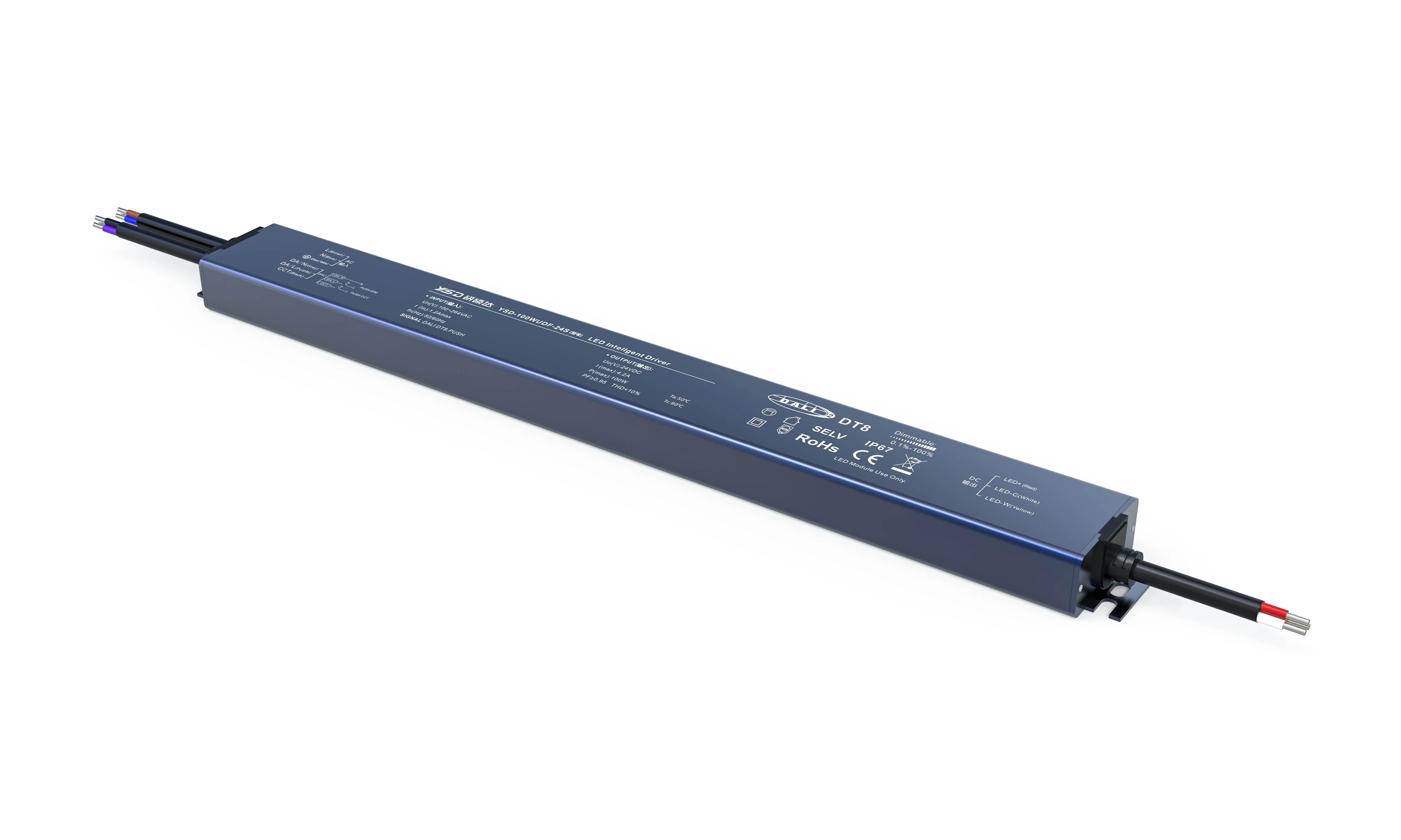 IP67 Outdoor DALI DT8 Dimmable LED Driver 60W 100W 150W 12V 24V DALI Push Dimming Led Power Supply