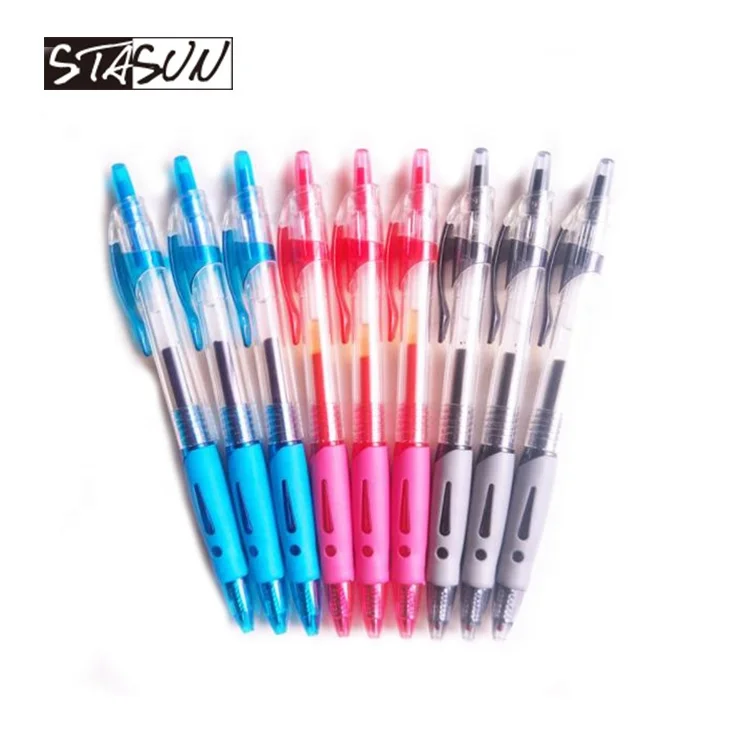 STASUN Good Quality Promotional Plastic Retractable rubber grip holder 0.5mm Gel ink Pen