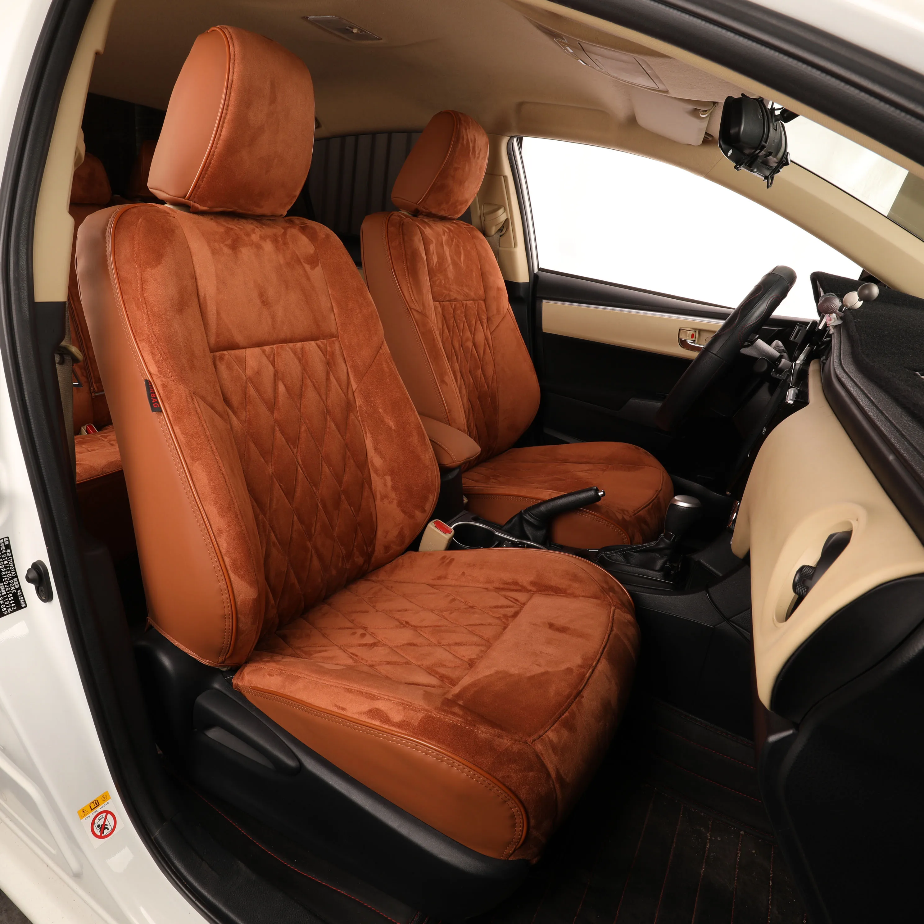 EKR Factory wholesale Good-quality Nappa Leather and Suede Fabric Full Set 5 seats Car Seat Covers for Toyota Camry 2014- 2020