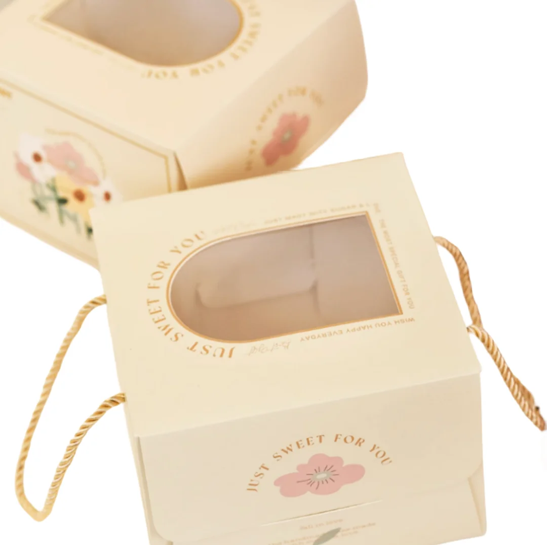 Personalized Cake Paper Box Food Grade 4 Inch Cardboard Cake Packaging Pastry Dessert Cake Box With Clear Window