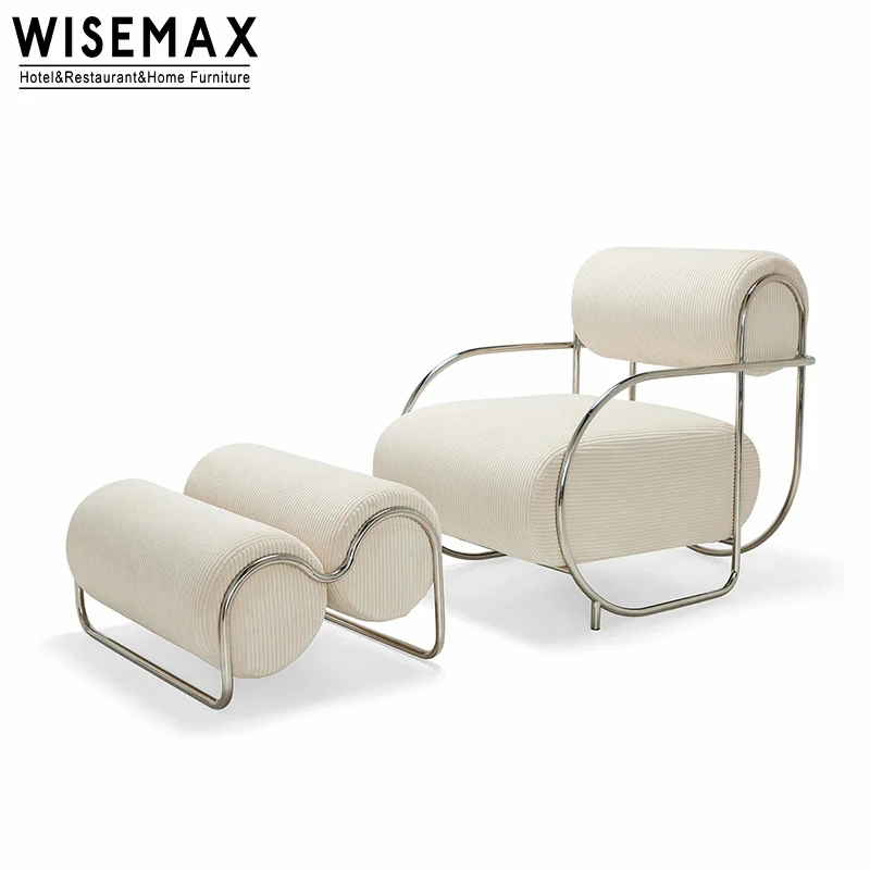 WISEMAX FURNITURE Modern Recliner Chair Hotel Furniture Original Designed Velvet Fabric Metal Nordic Living Room Lounge Chair