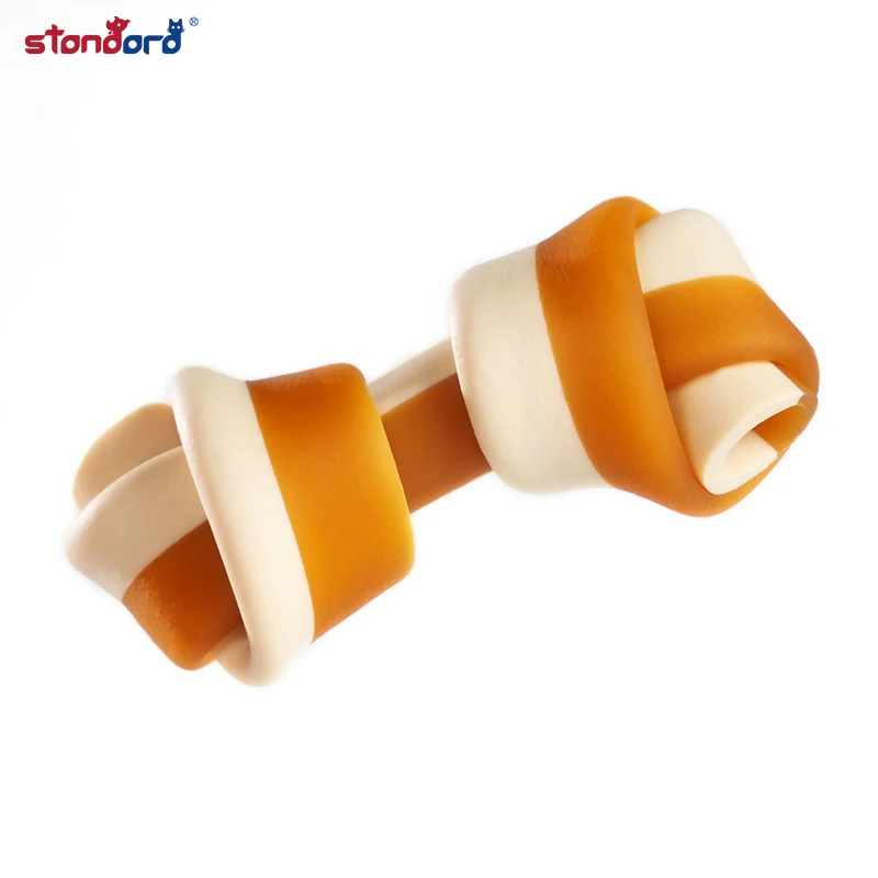 Eco -Friendly Supplies Dental Chews Pet Snacks Nutritious Wrap Color Knotted Food Knotted Rawhide Bone Dog Treats