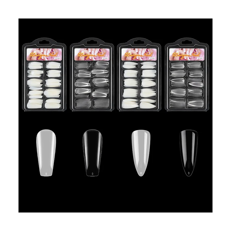 100 Pcs Press On Nails Wholesale Xxl Coffin No C Curve Full Cover Nail Tips Clear False Nails Tips