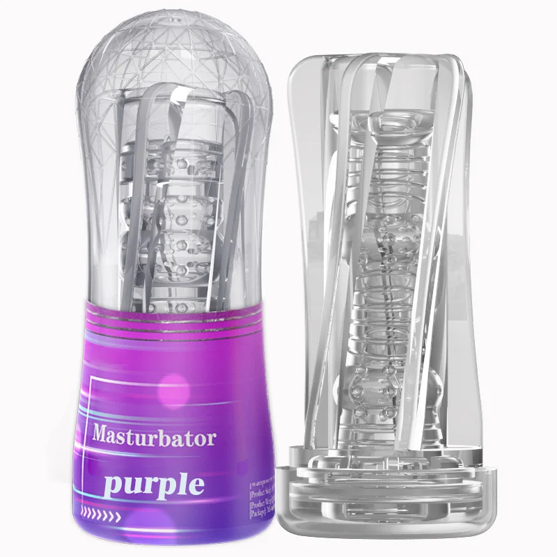 Male Masturbator Cup Soft Pussy Vagina Sex Toys Penis Massager Crystal Clear Soft Airplane Cup Extender for Men