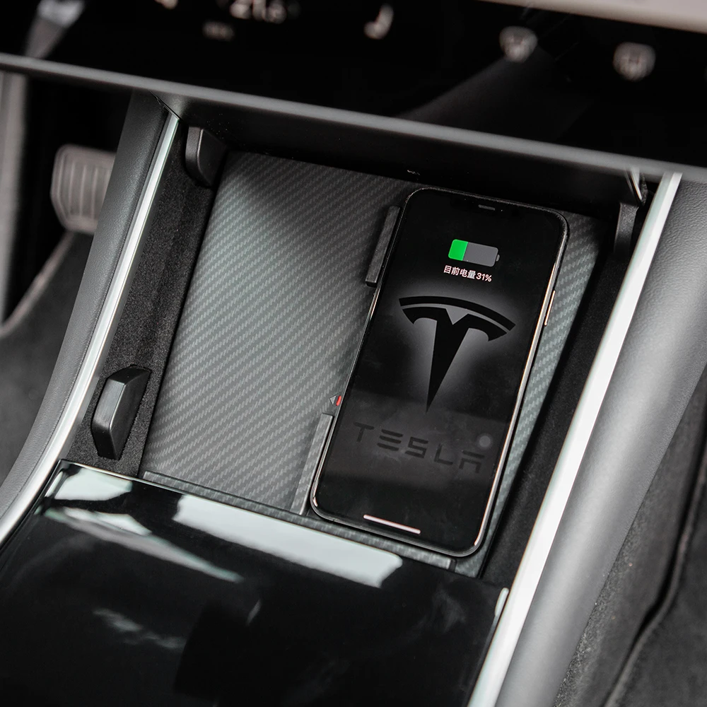 OEM Wireless Charger Dual USB Ports 20W Output Car Wireless Charger For Tesla Model 3 Fit for iPhone 11