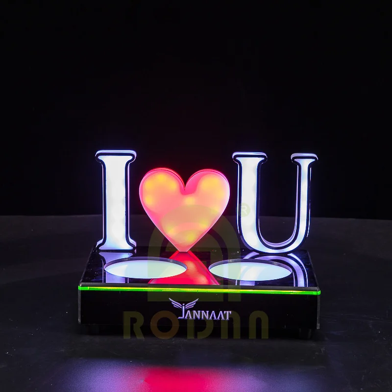 Guangzhou Lide LED Snack Round Serving Tray I Love U Tray for Glass and Bottles