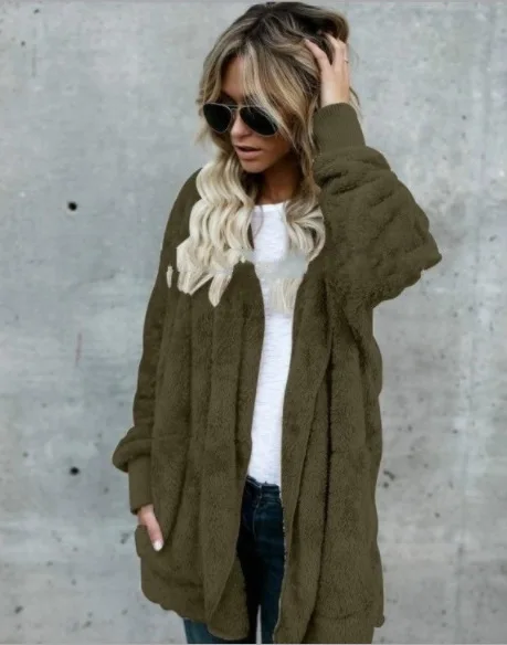 
Women In Autumn and Winter Long Sleeve Coat In The Long Style Can Wear Both Sides of Warm Casual Coat 