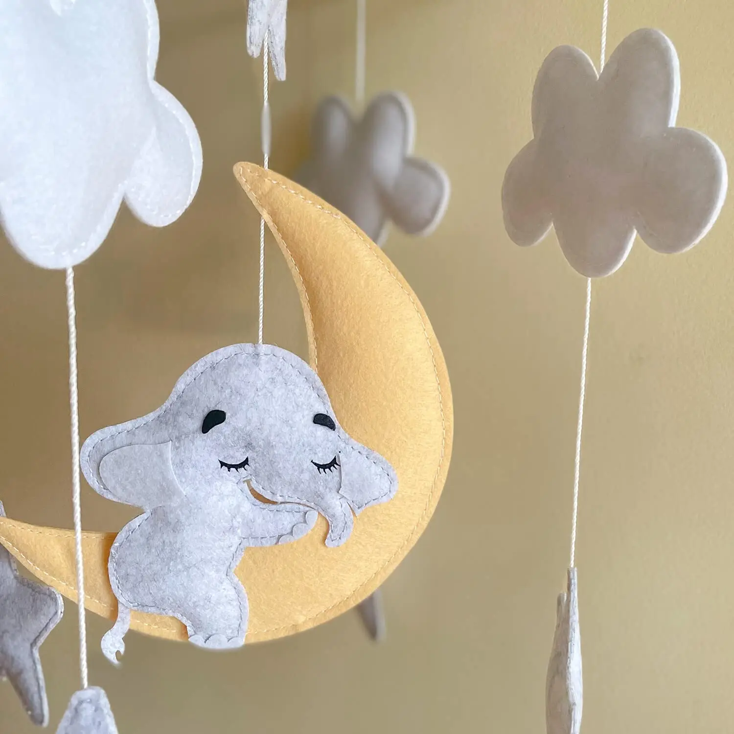 Teforeco Boho africa tropical jungle animal safari newborn hanging present white grey neutral baby mobile and nursery cot mobile