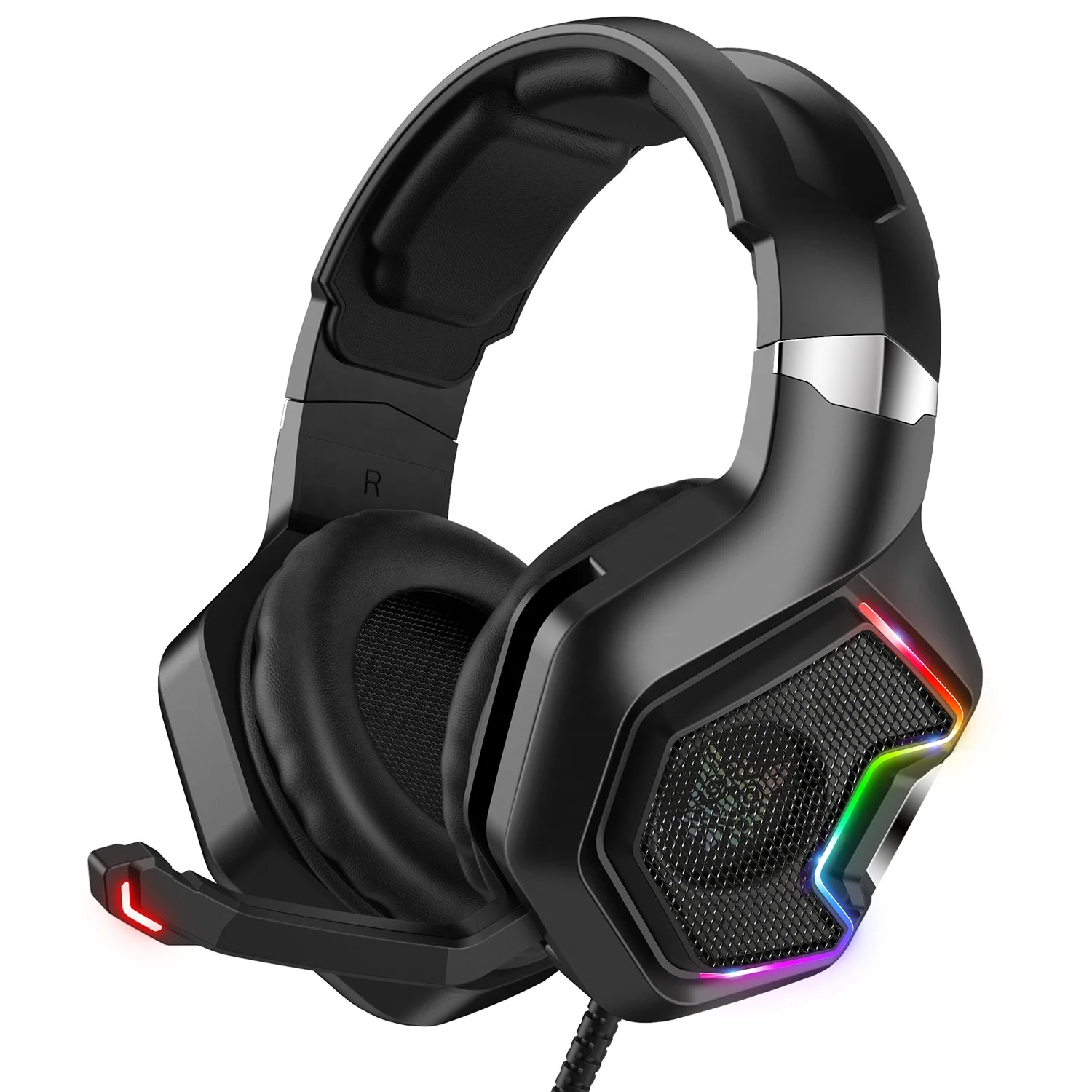 Игровая гарнитура ONIKUMA K10 Pro с RGB-подсветкой, микрофоном, объемным стереозвуком, проводные наушники для PS4, игровая гарнитура для PS5