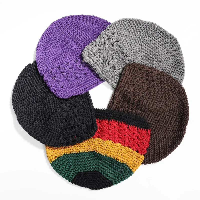 Hair Accessories Hair Snood Knit Kufi Caps Elastic Crochet Beanie Kufi Hat For Men Women
