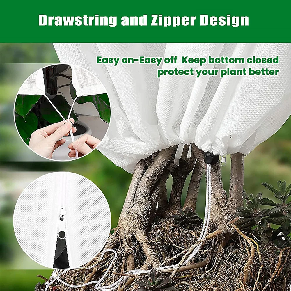 Thickened Winter Plant Antifreeze Cover Garden Fruit Tree Nonwoven Lock Pull Rope Zipper Insect protection Cover