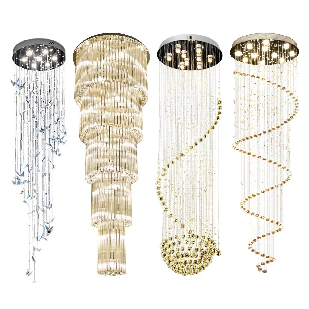 Decorative Modern Hotel High Ceilings Hanging Chandelier For Living Room Restaurant Large Crystal LED Chandeliers Pendant Lights