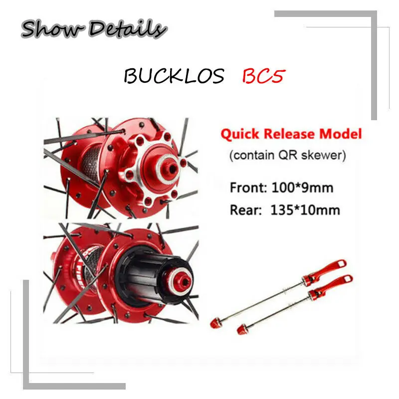 BUCKLOS 2022 Newest Customizable 26 27.5 29 Inch Carbon Fiber Wheels MTB Wheels 7/8/9/10/11 Speed Bike Wheels