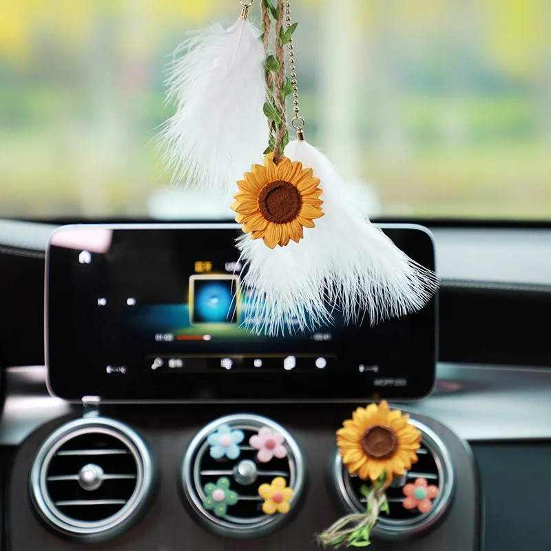 Auto Decoration Supplies Creative Hanging Sunflower Car Pendant Ins Fresh Flower Fragrance Plaster Car Aromatherapy