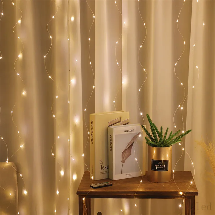 Warerfall LED 8 Modes USB Powered Fairy Copper Wire String Light Waterproof Connector Bedroom Wedding Backdrop Party Garden