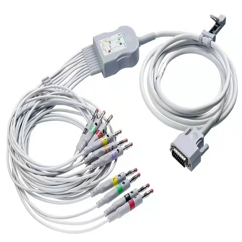 Flexible Compatible For Schiller Holter 10 Leads ECG Cable 4mm AHA IEC Banana plug 4.0mm Medical Cable and Wires