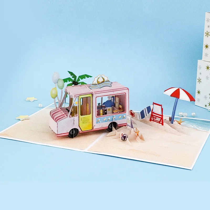 Custom 3d holiday style card beautiful birthday pop up greeting card  3d birthday card