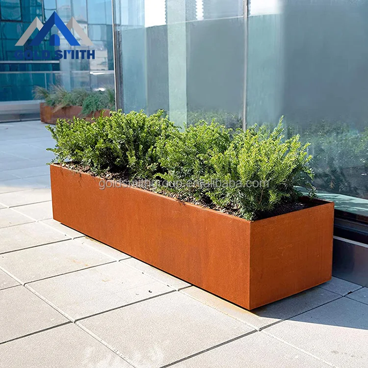 Rust Board Flower Box - Weathering Planter - Weathering Steel Material - Herb Planter - Raised Garden Bed