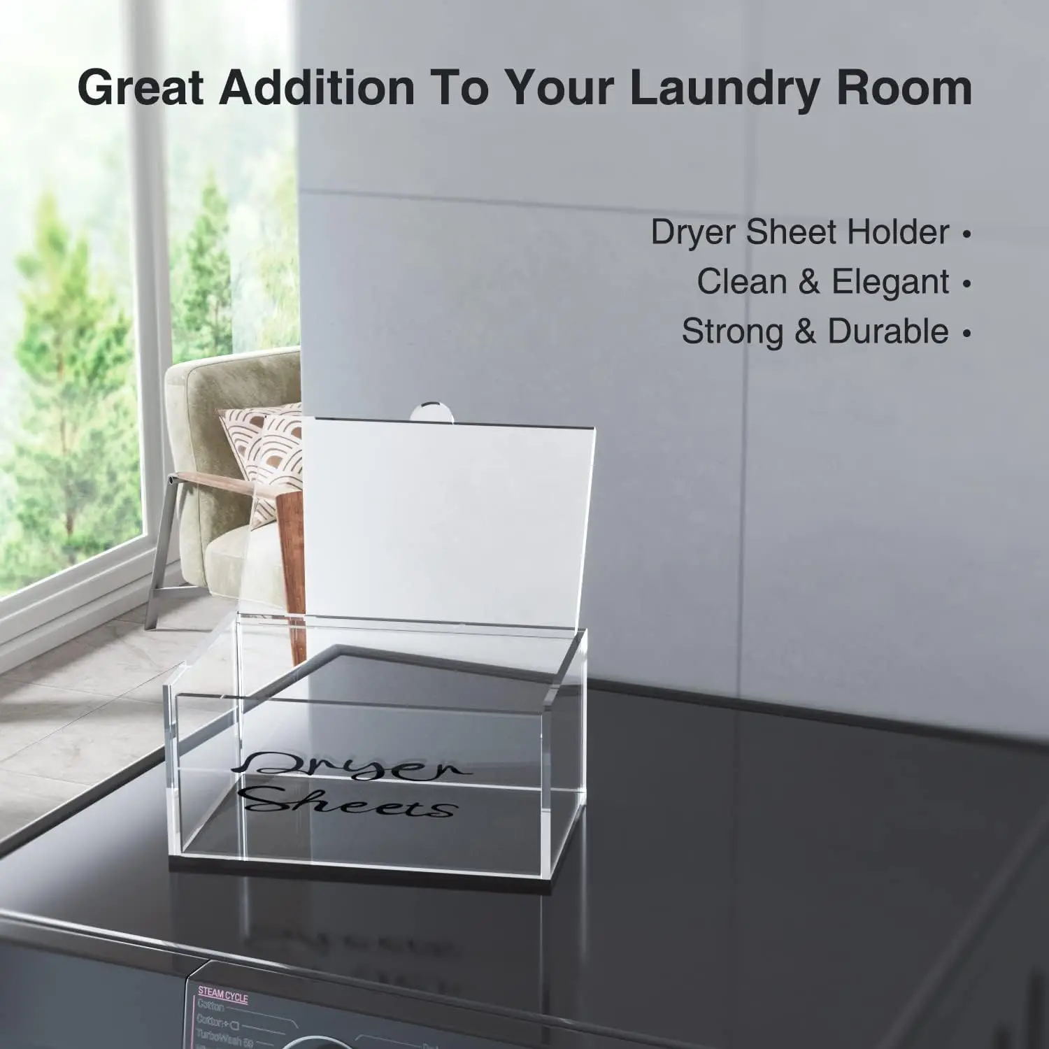Acrylic dryer sheet holder,dryer sheet dispenser for Fabric Softener Sheets,dryer sheet container for Laundry Room Decor & Organ