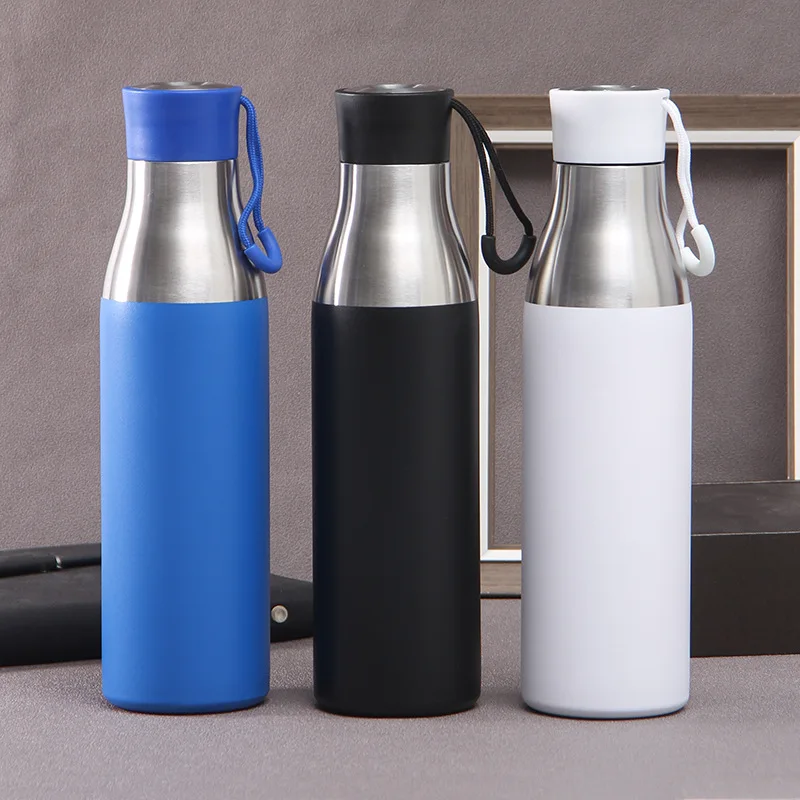 Motivational  Fitness 17oz Metal Vacuum Flasks Sport Water Bottles With Handle Lid Food Grade Outdoor Portable Water Bottle