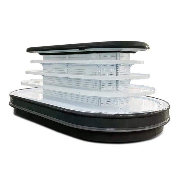 High Quality Soft Drink Display Supermarket Fruit Vegetables Multideck Open Freezer Rounding Island Refrigerator