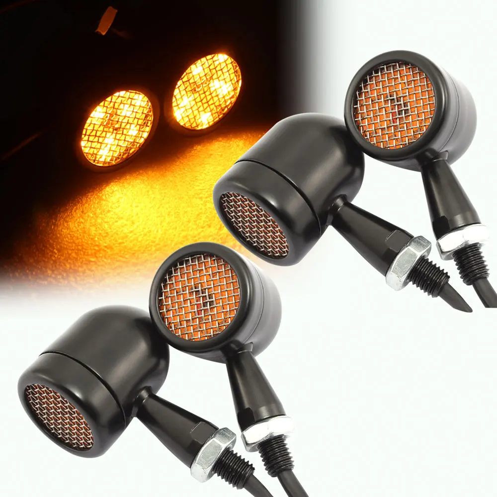 Motorcycle Retro Turn Signals Indicators Blinker Lights Lamp Black For Harley Cruiser Chopper Cafe Racer For Honda For Kawasaki