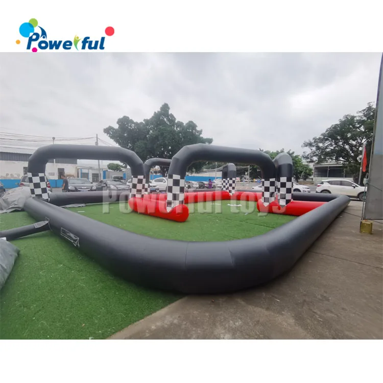 Factory Price Inflatable Bumper Car Track inflatable Go Kart Race Track inflatable Zorb Ball Race Track For Sale