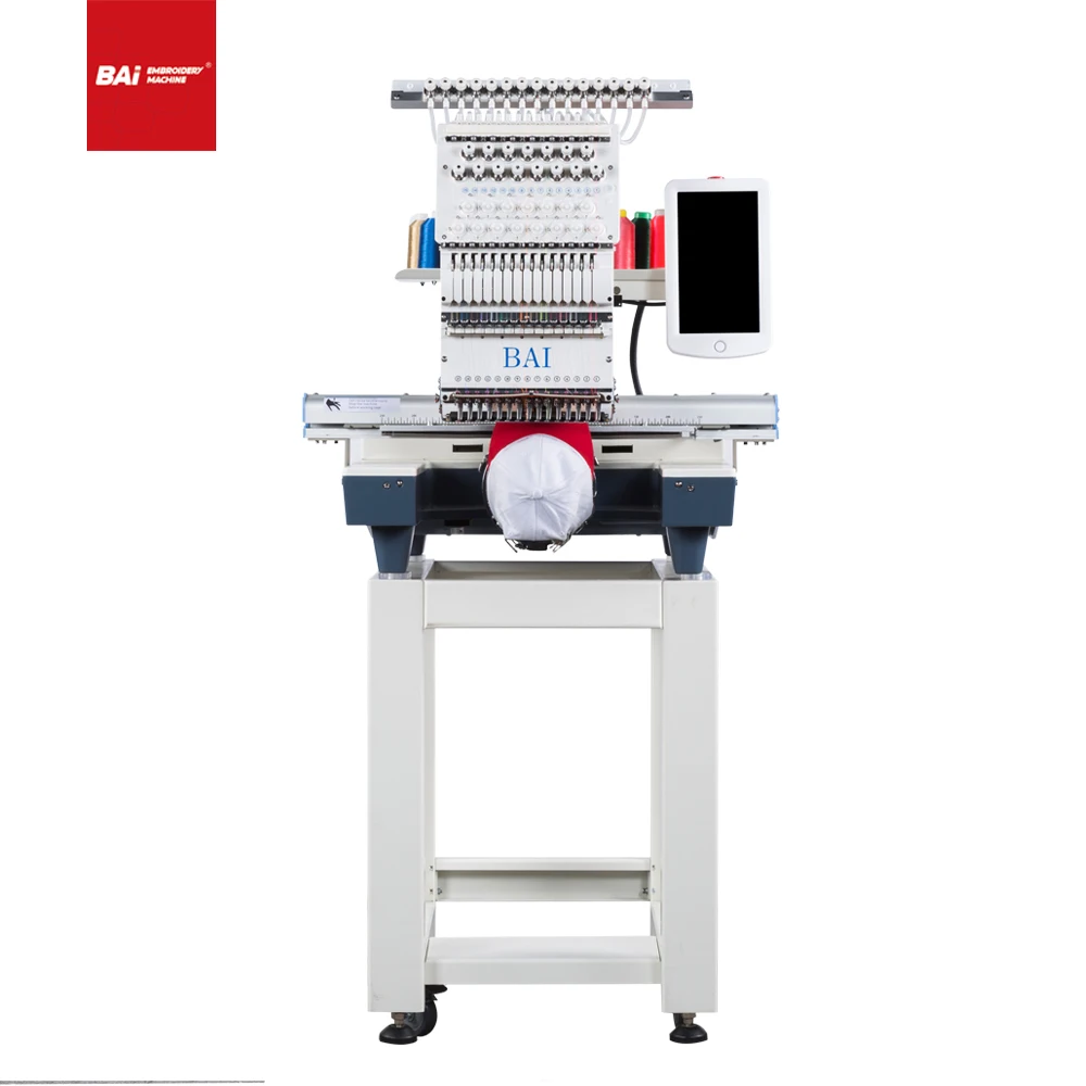 
BAI High speed single head computer 360*510mm 12 needle hat t-shirt embroidery machine 
