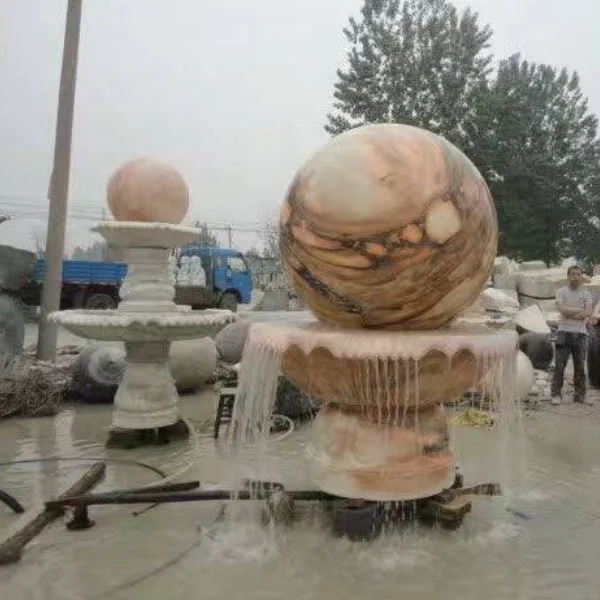Modern Natural Marble Stone Garden Outdoor Round Granite Rolling Ball Water Fountain