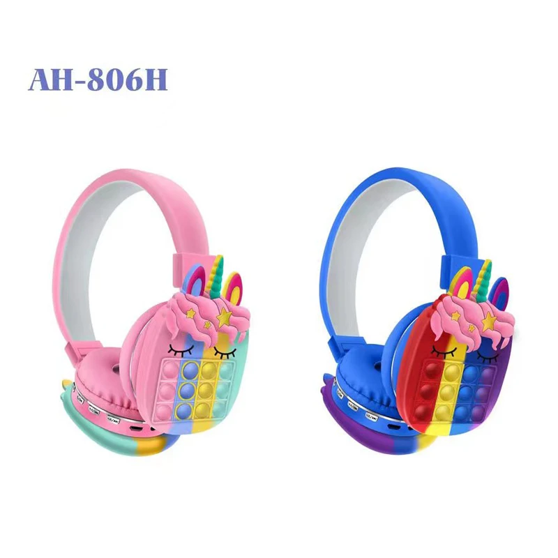 Shuoyin AH-806H wireless glitter headphones pop unicorn toys headset cute cat headphones earphone for kids girls