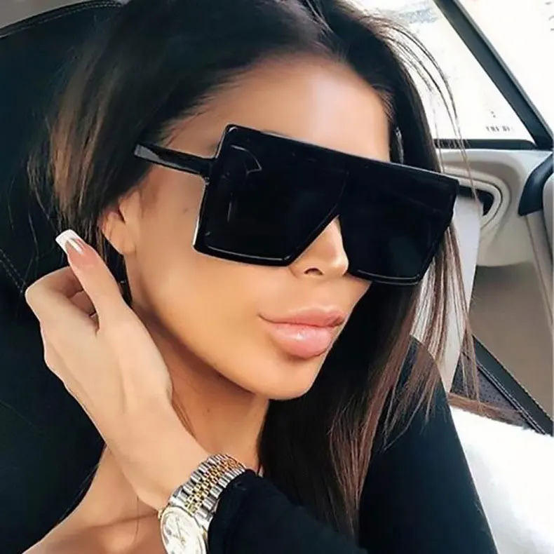Super hot Oversize sunglass Eyewear Wholesale 2022 women Retro rimless Fashion square Sunglasses