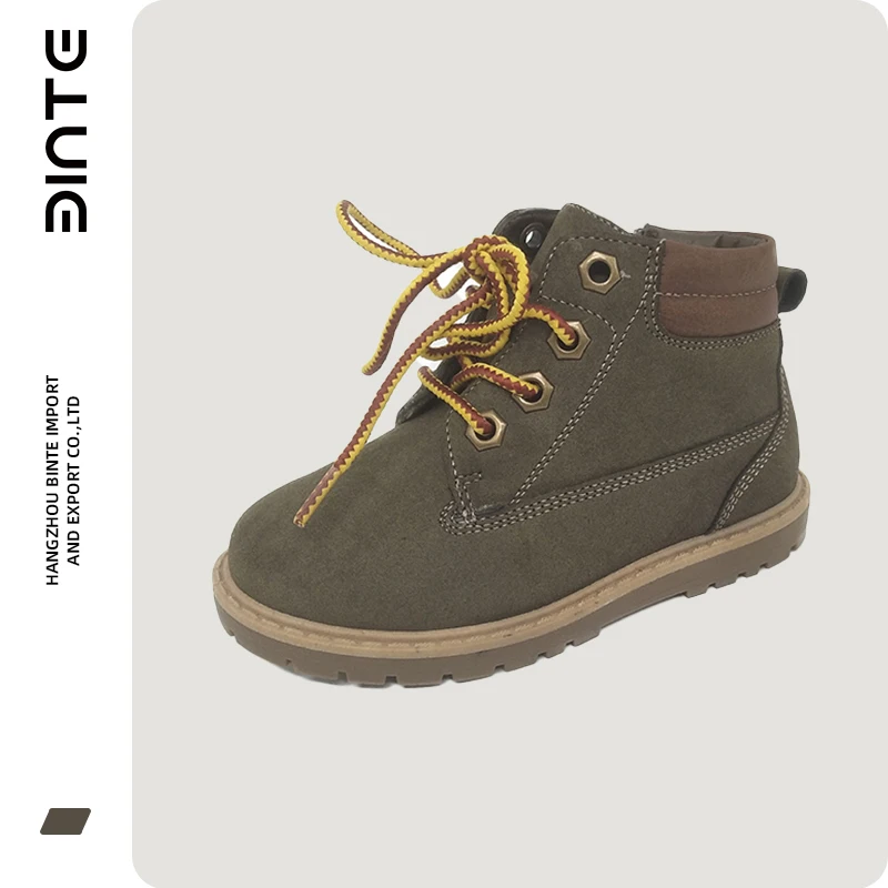 
New Design Side Zipper Lace-Up Winter Ankle Boy Chelsea Fashion Boots for Children 