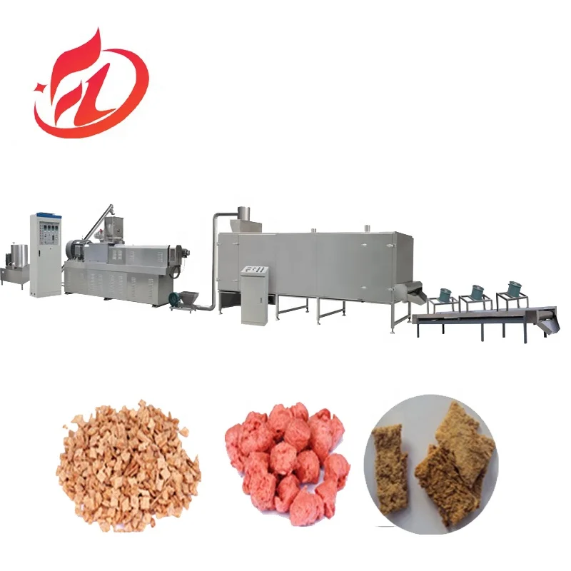 High Quality TVP TSP Vegetable Meat Textured Soya Nugget Chunk Protein Making Machine for Bean Product Processing