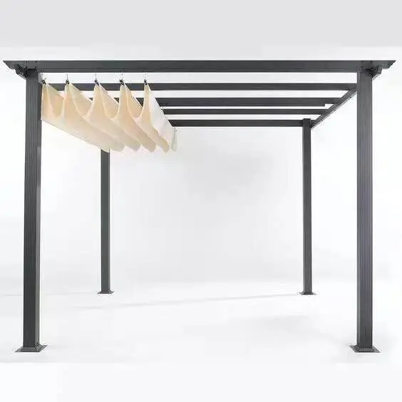 
HTN135 Cheap aluminium Garden pergola and gazebos outdoor grape trellis gazebo with retractable sunshade gazebos canopy 