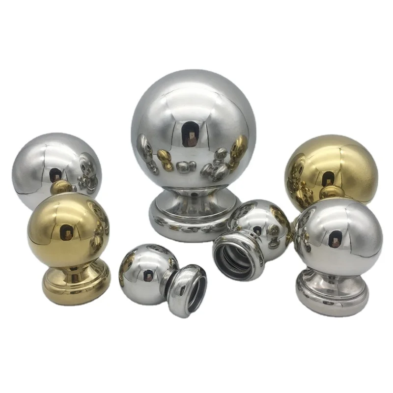 wholesale Dia 32mm gold color or brass plated Stainless Steel Hollow Ball Sphere with Base for Handrail Stair