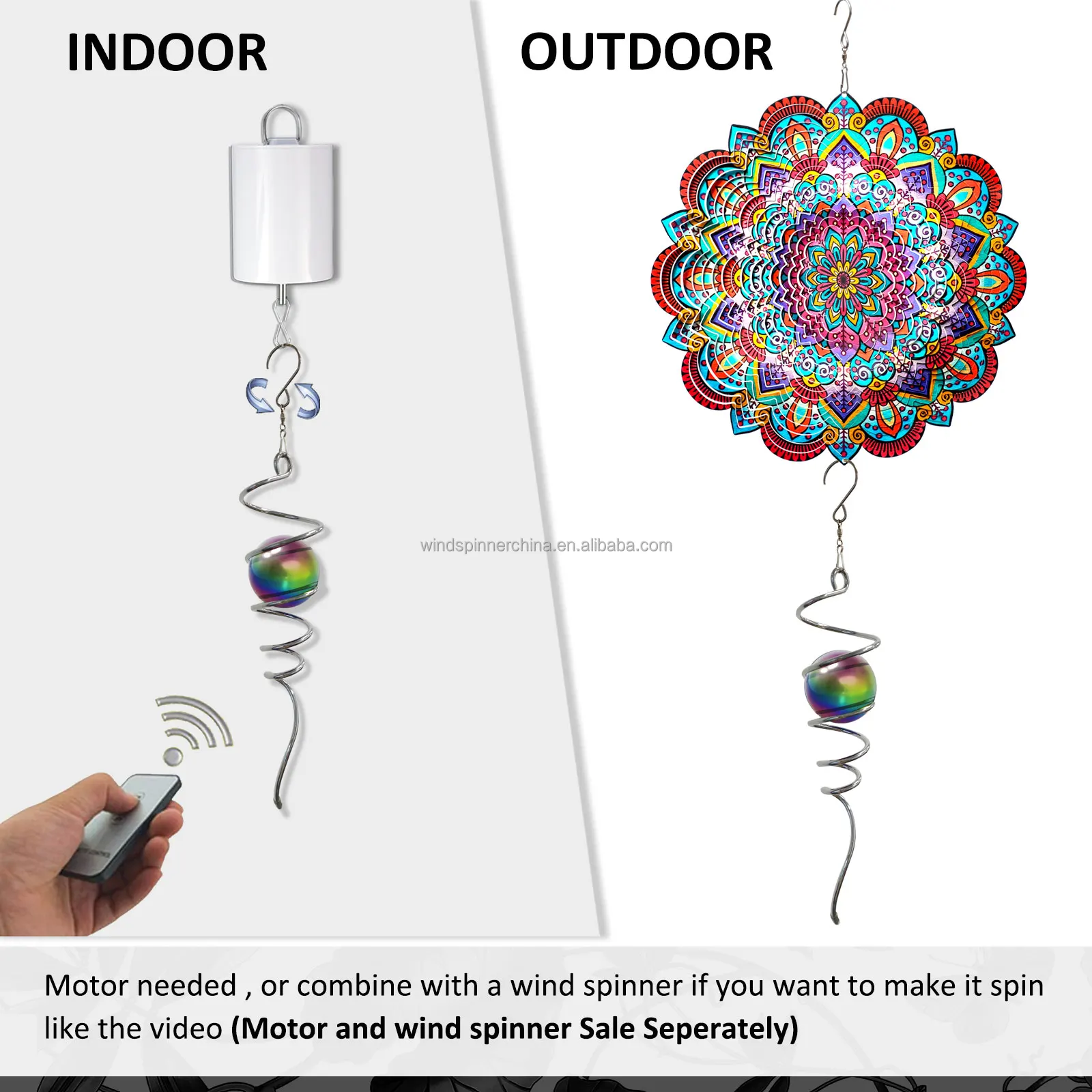 wind spinner--spiral w/stainless steel multi color gazing ball