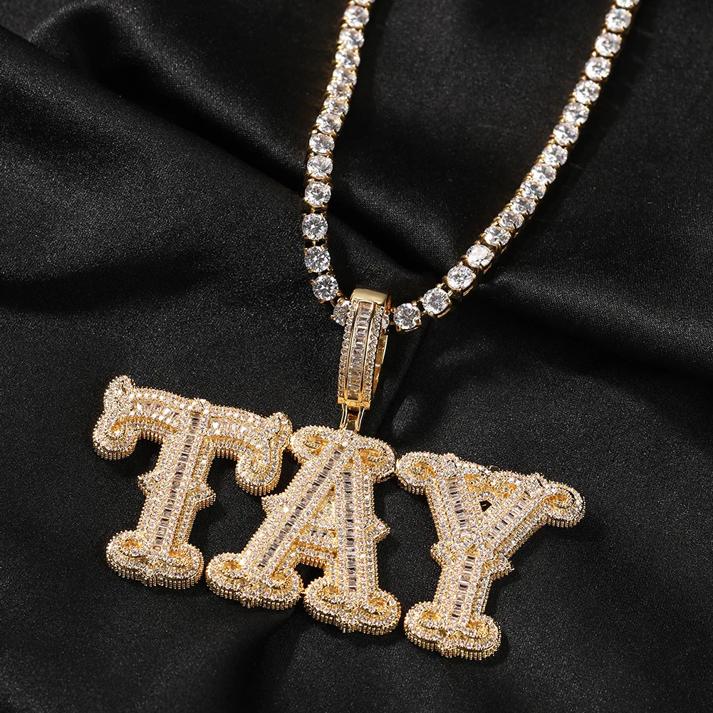 New Arrival Iced Out Name Necklace Hip Hop Bling Name Pendent With Free Rope Chain