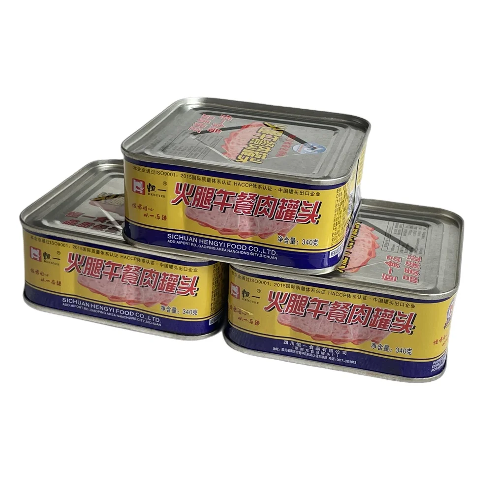 Free Sample Custom Order Factory Direct canned chinese food delicious  340g Ham luncheon pork meat Canned