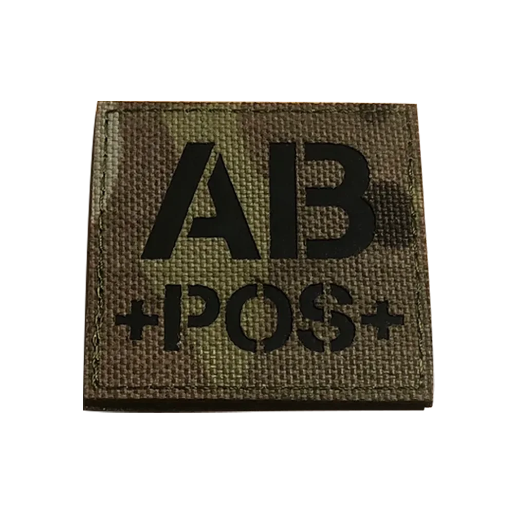Custom Color A+ B+ AB+ O+ A B AB O Positive Pos Infrared Tactical Blood Type Patch