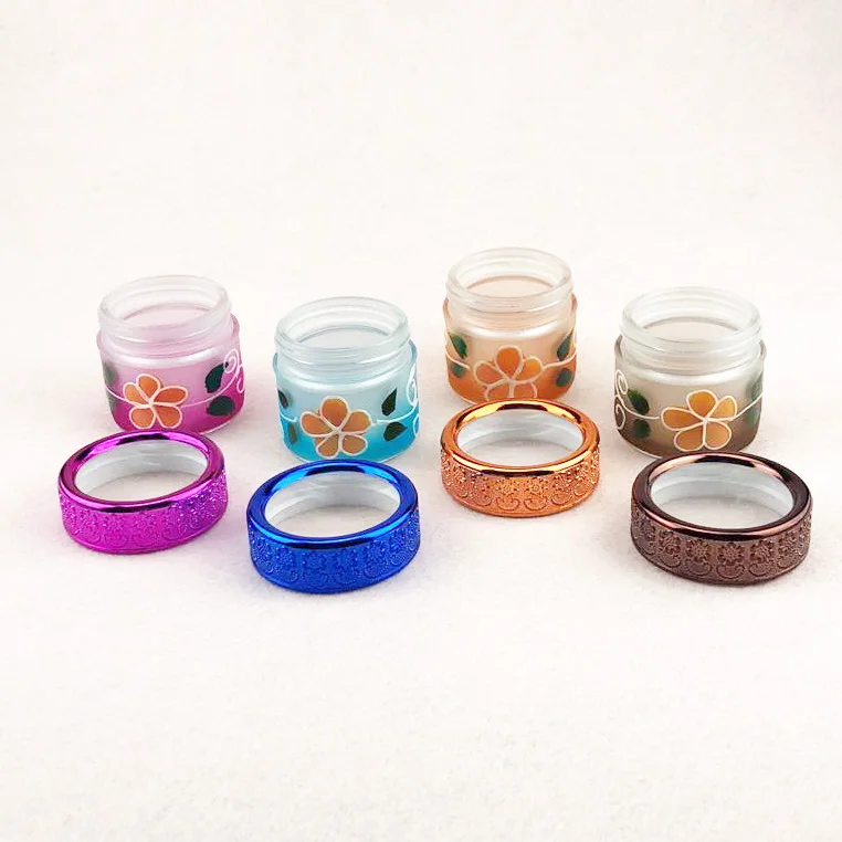 colour decorative airtight food storage glass jar canister and mirror plastic lid 80ml or 100ml